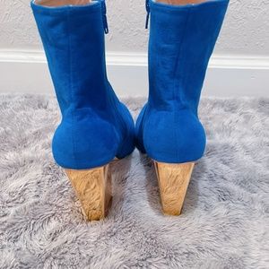 Cobalt Blue Suede Ankle Boots